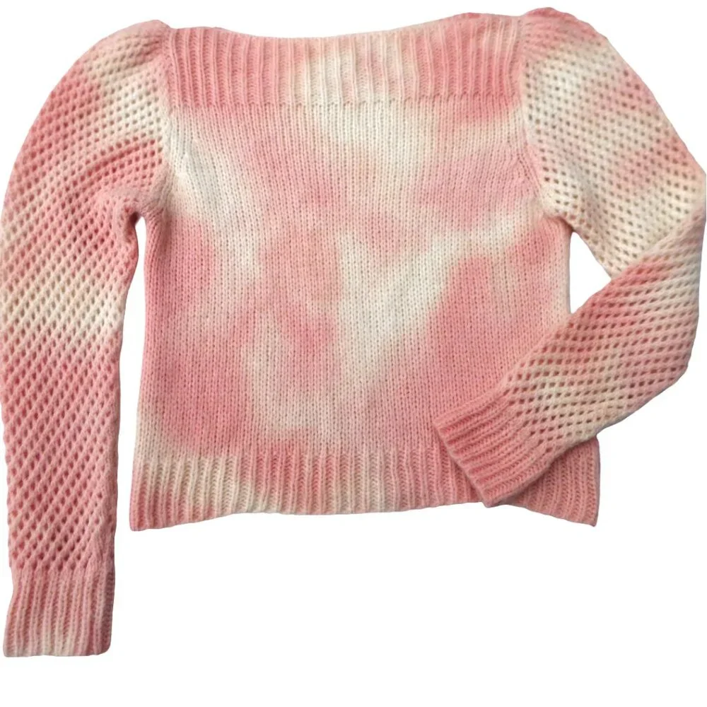 ALPaCa LoveShackFancy Knit Sweater Rosie Tie Dye Pastel Pink Cream Crochet Peru